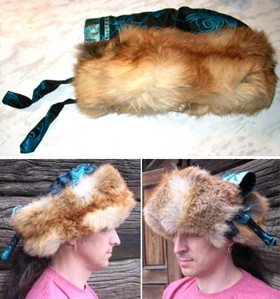 Монгольская меховая шапка с мехом лисы. 